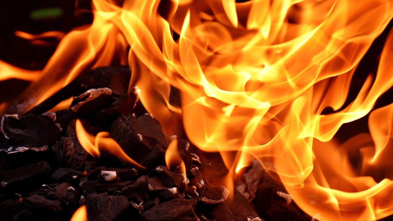 Flammen in einem Holzfeuer
